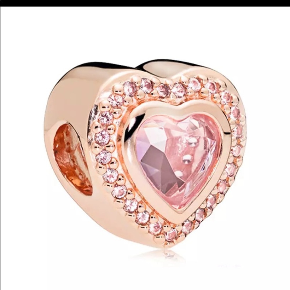 💗PRETTY ROSE GOLD PINK CRYSTAL HEART CHARM💗